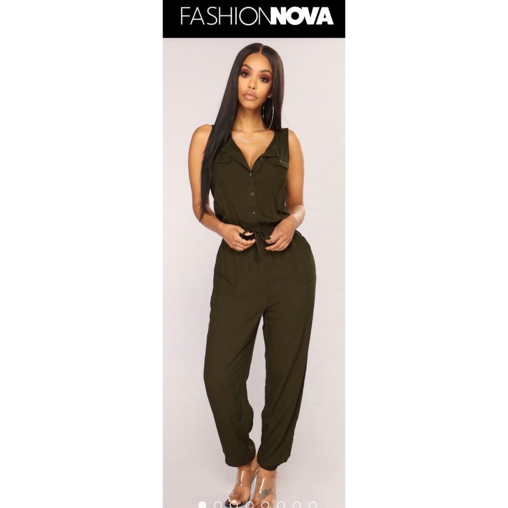 Olive green jump suit